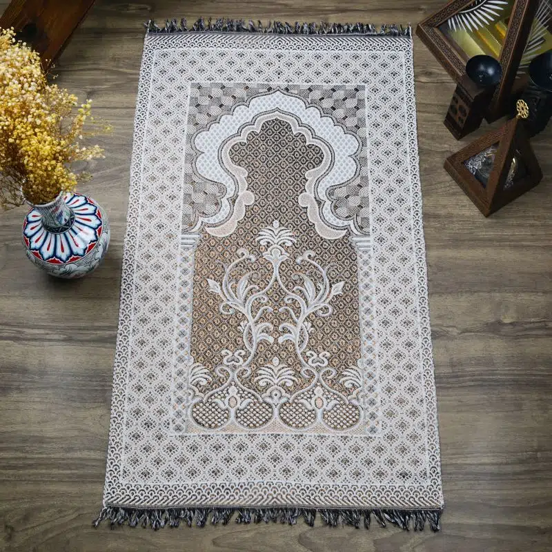 Super Glittery Brocade Prayer Rug Rose Gold 68x110 cm - 170 gr