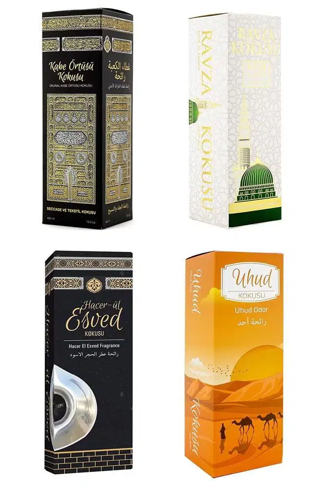 4 Adet Kabe Örtüsü Kokusu Medine Ravza Kokusu Uhud Kokusu Ve Hacerul Esved 400 Ml.