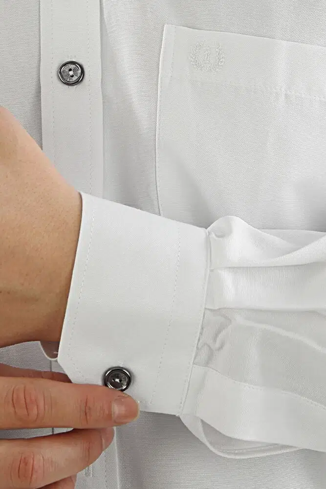 Arvasi Shirt Open Placket Long Sleeve Metal Snap - White
