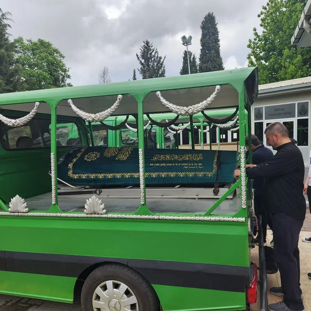 Belediyeler İçin Lastikli ve Nakışlı Kadife Tabut Örtüsü Yeşil 190x115cm 1000 gr