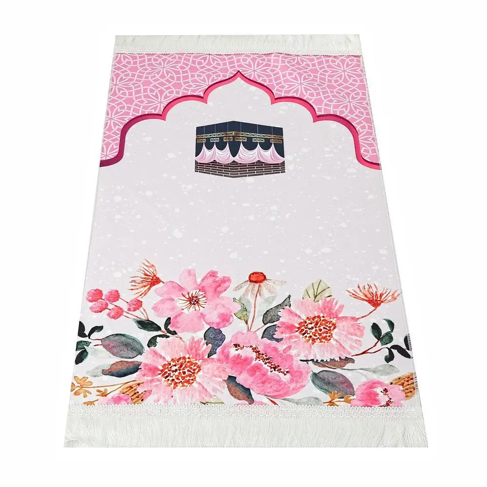 Çocuk Seccadesi Kabe Pembe 82×45 cm 110 gr - Tesbih Hediyeli