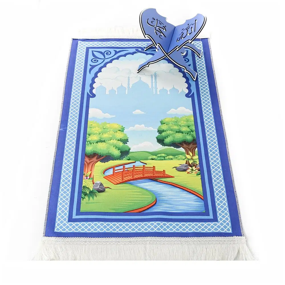 سجادة صلاة للأطفال Bridge (Kopru) كحلي 82x45 cm 110 gr - سبحة هدية � رفقة