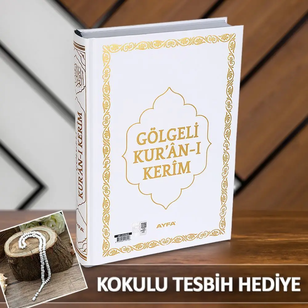 Gölgeli Kuran, Kalemle Yazılabilen Kuranı Kerim Orta Boy-Beyaz (Tesbih Hediyeli)