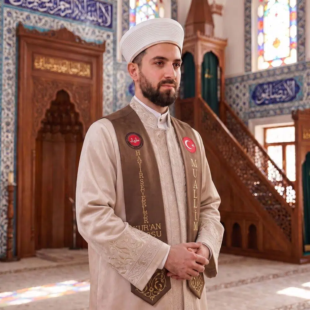 Hafızlık İcazet Merasim Atkısı Türk-Diyanet Bayraklı Kursa Özel Gold Nakışlı-Kahve