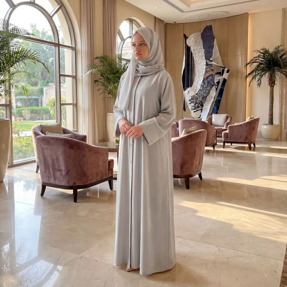 Hafızlık İcazet Merasim Bayan Hanife Ferace Abaya Elbise Kol - Gümüş