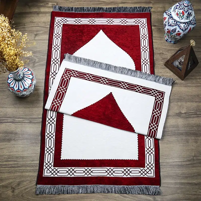 هدية � زدوج-الوجه فاخر سجادة صلاة خ� ري كري� ي 70x130 cm - 450 gr