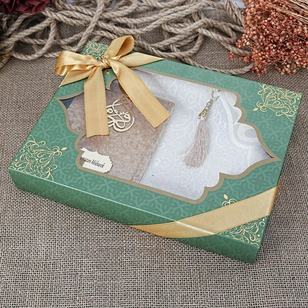 Gift Yasin Book, Prayer Rug, Pearl Tesbih Set - Mink