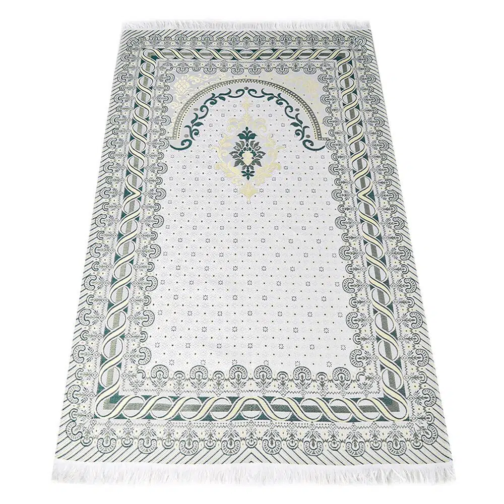 ساتان حريري بنقش عث� اني سجادة صلاة أخضر داكن 67×120 س�  - 230 غرا� 