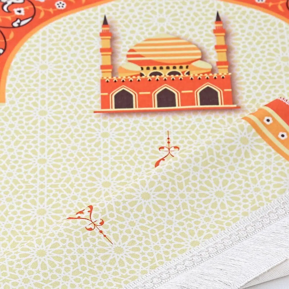 � خصص سجادة صلاة أطفال بنقشة القدس برتقالي 82×45 س�  110 غرا�  - � سبحة هدية