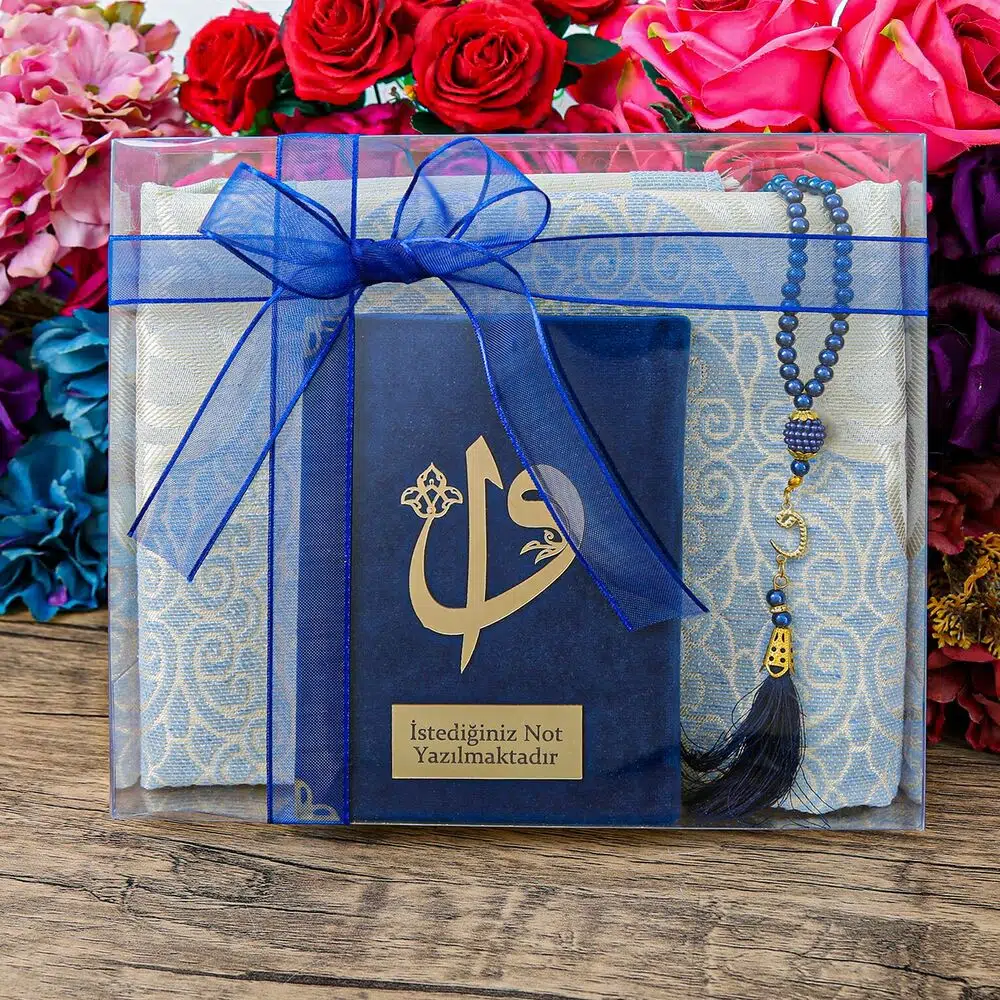 Velvet Quran, Luxury Prayer Rug and Tesbih Gift Set