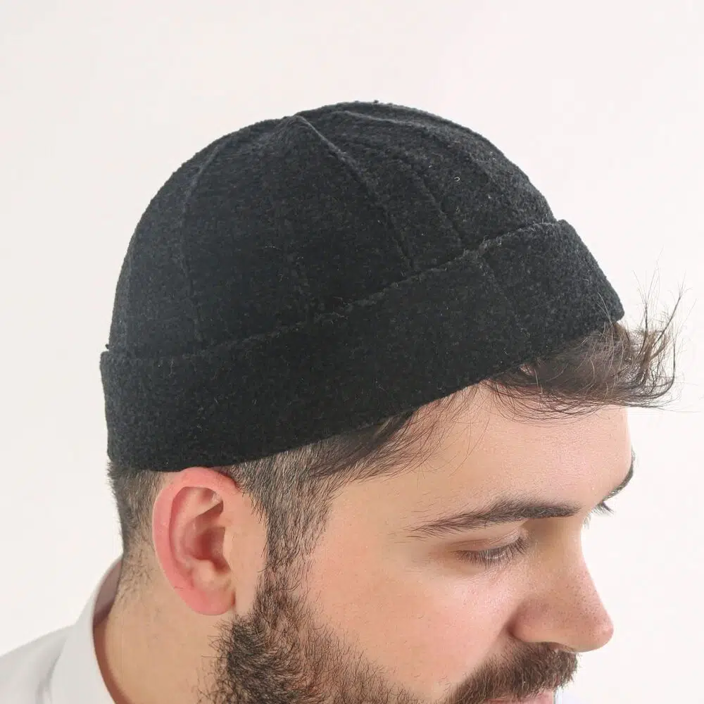 Foldable Chenille Prayer Cap - Black