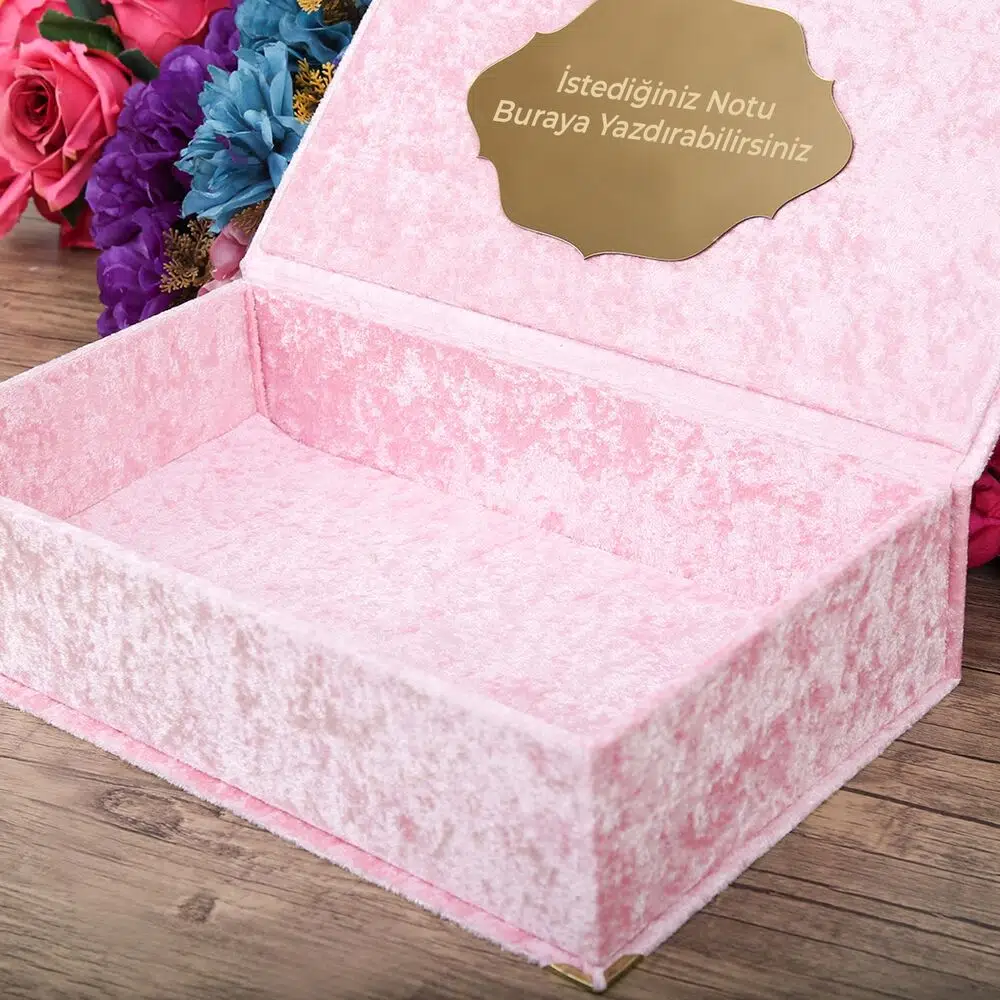 Kişiye Özel Kadife Kutu Pembe Renk (38x22)