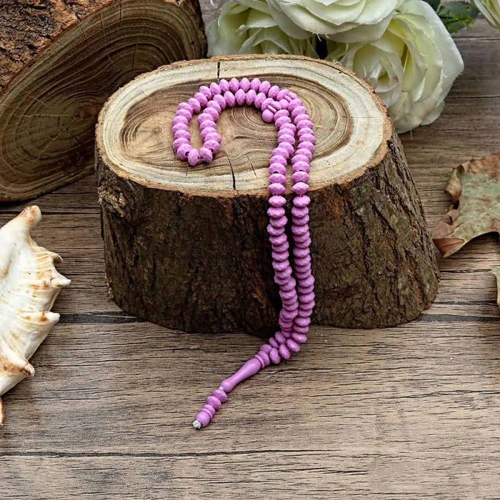 10 Pieces Crystal Embroidered Prayer Beads (Tesbih) Lilac - Boxless - Scented