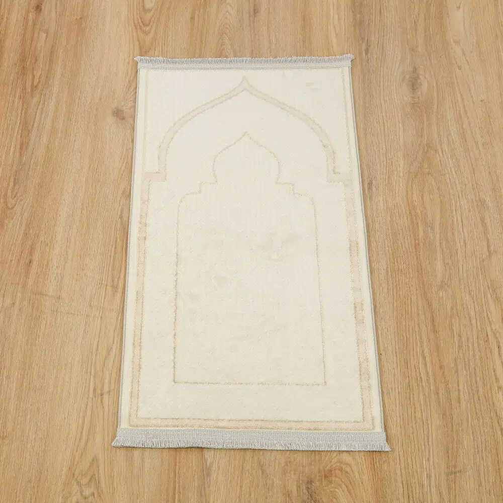 Luxury Velvet Elite Children's Prayer Rug - Cream (40x82 cm)