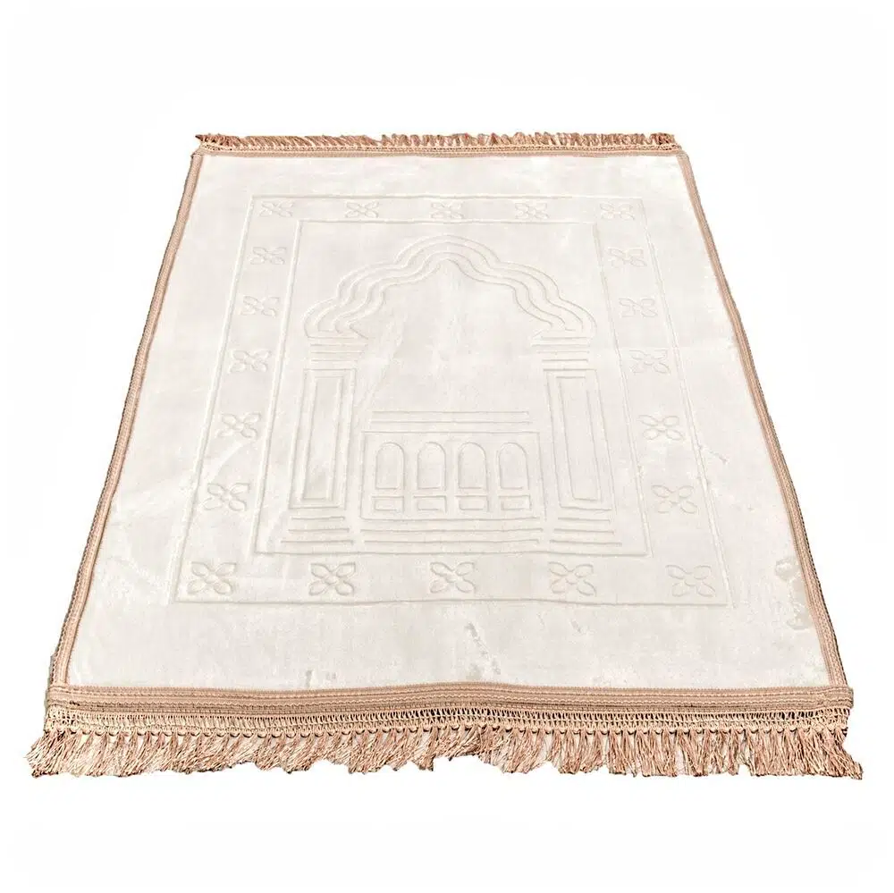 Lüks Kadife Peluş Seccade Krem 70 x 110 cm - 750 gr