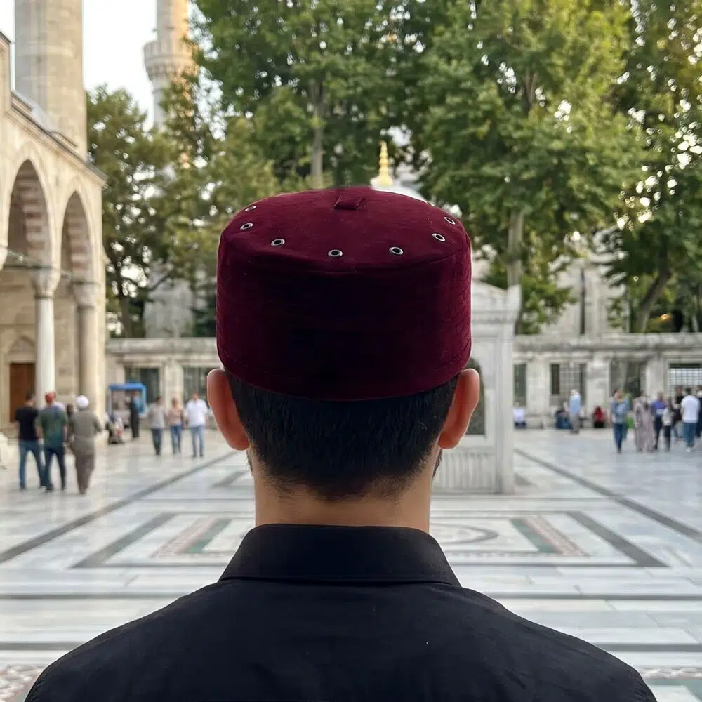 Lüks Keçeli Vakar Takke Bordo