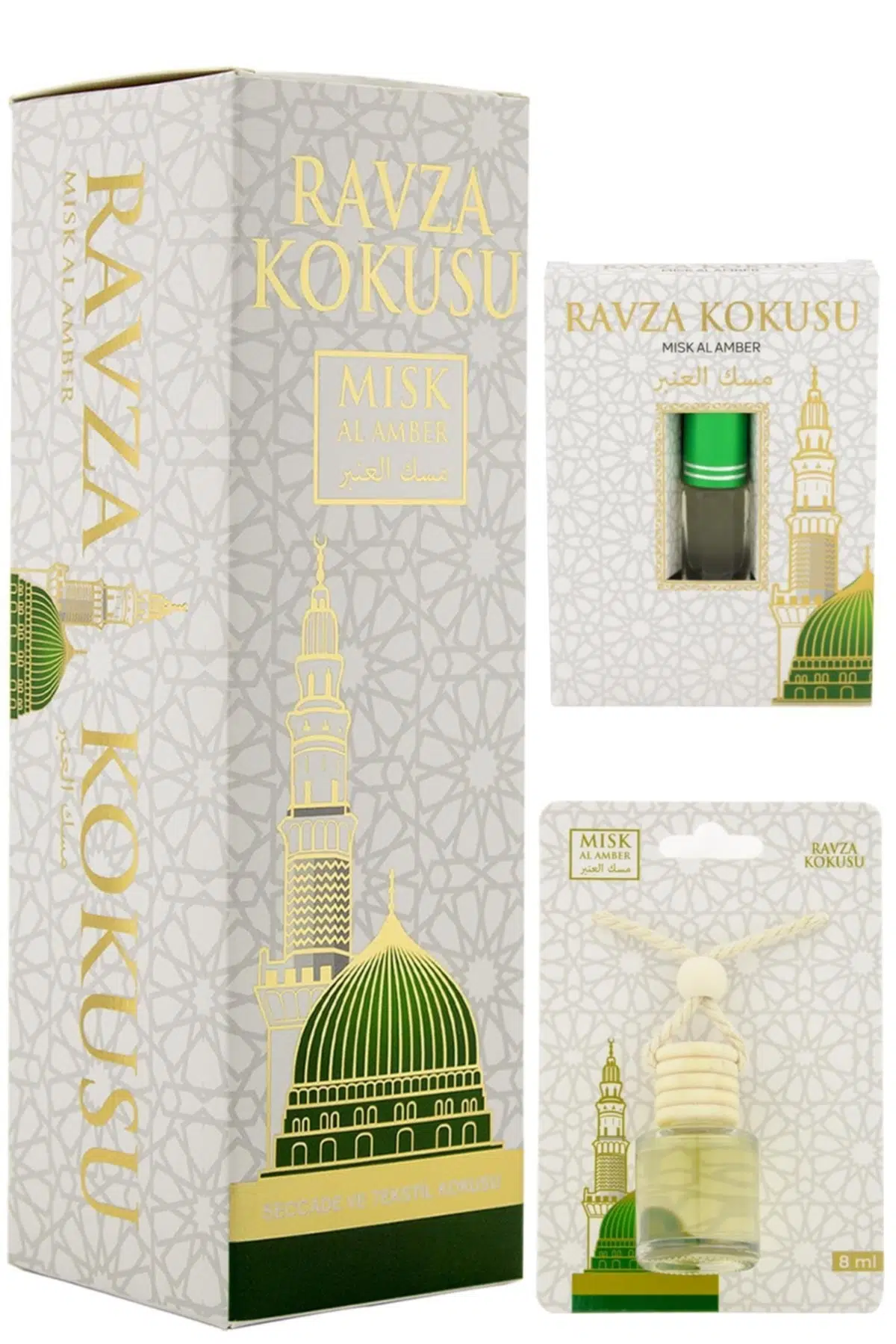 Medine Ravza Kokusu 400ml Sprey Ve Medine Ravza Kokusu 8 Ml Araba Kokusu Cam Şişe Ve Medine Ravza Al