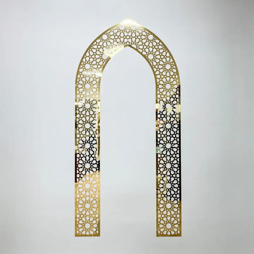 Mescit ve Evler İçin Portatif Namaz Kıble Mihrabı Gold Pleksi (85*175 cm)