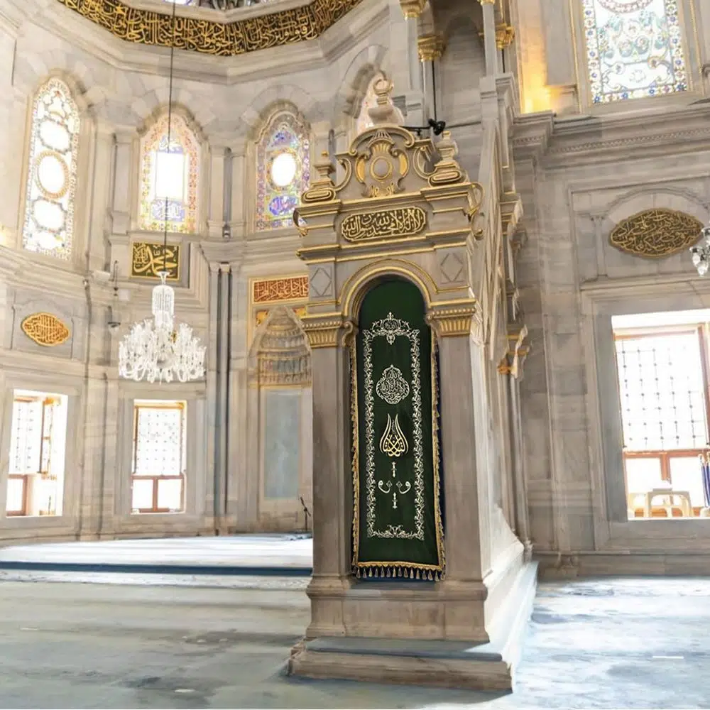 Embroidered Pulpit Curtain Tulip Pattern Green 230x85 cm