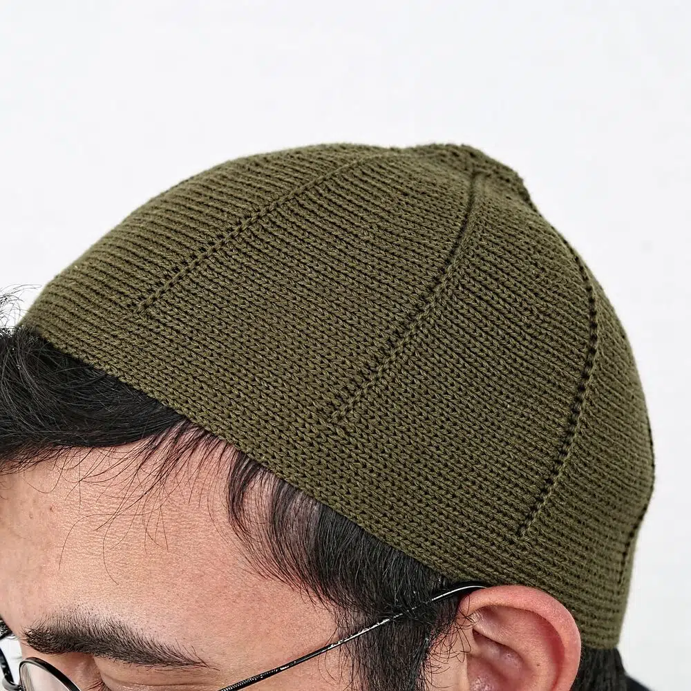 Thick Knit Prayer Cap Khaki Green