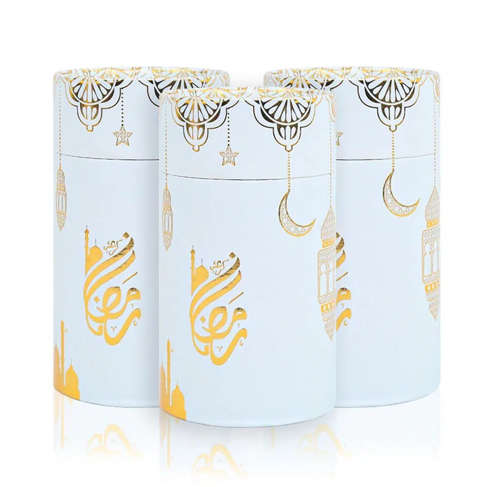 Ramadan Mubarak Blue Cylinder Box (18x10)