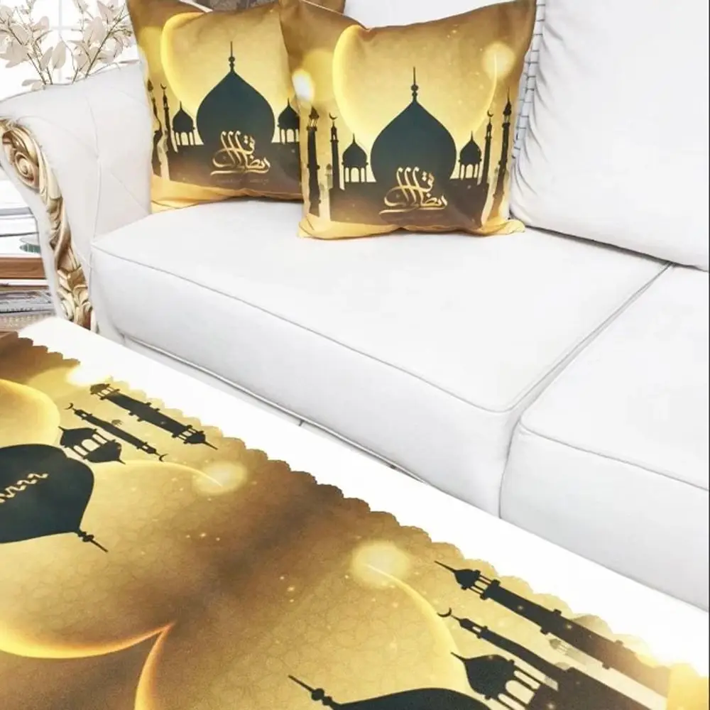 Ramazan Dekoratif Runner & Kırlent Kılıf Kombin Set-Gold