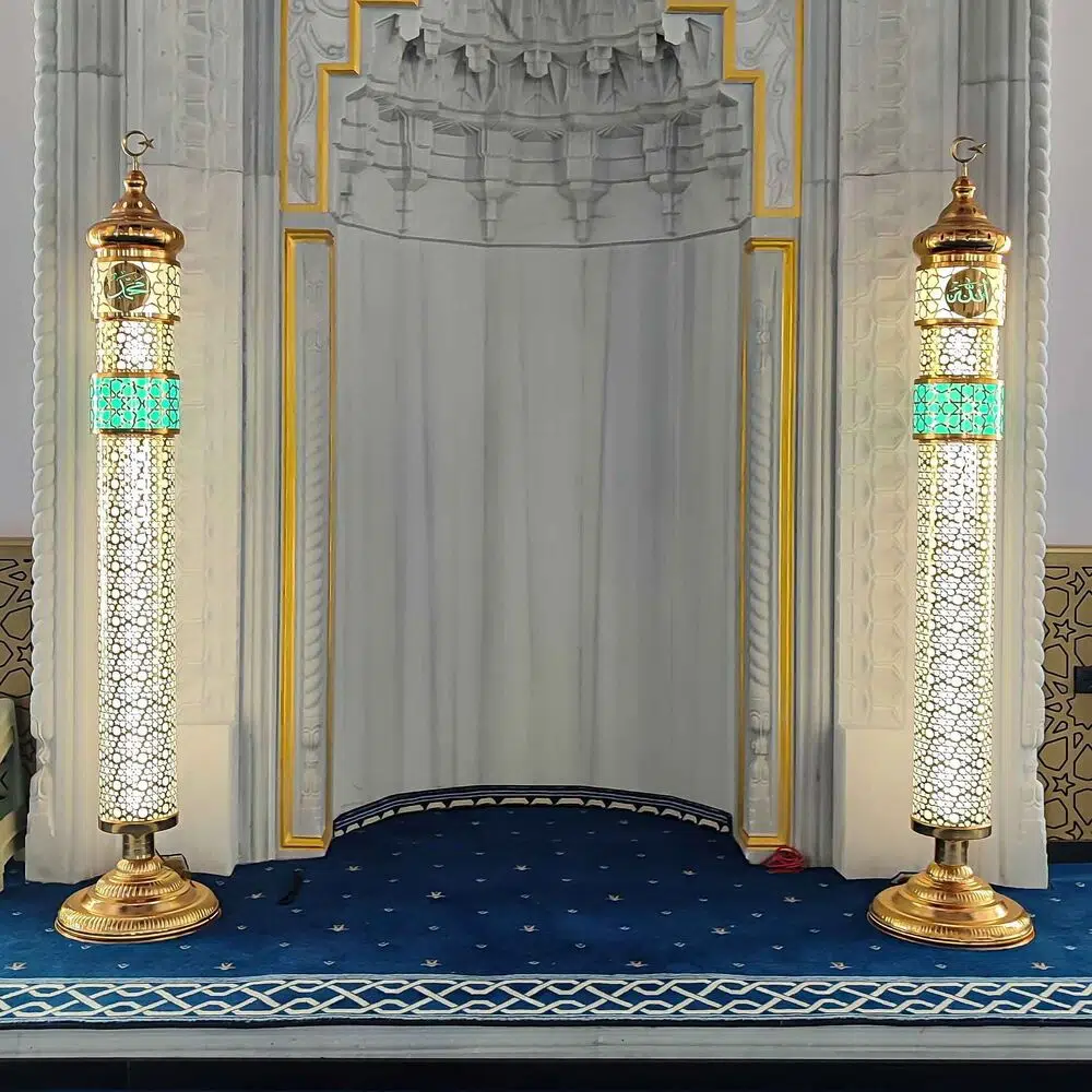 Selçuklu Desenli Luxury Çift Minaret Cami Mihrab Candlestick (20x195cm) 2 Pieces