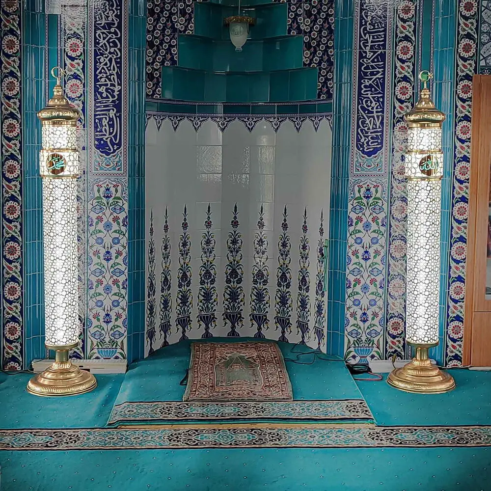 Selçuklu Desenli Lüks Şerefeli Cami Mihrap Şamdanı (20x165cm) 2 Adet