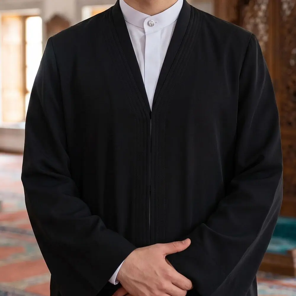 Siyah Buhara Yaka Namaz Cübbesi