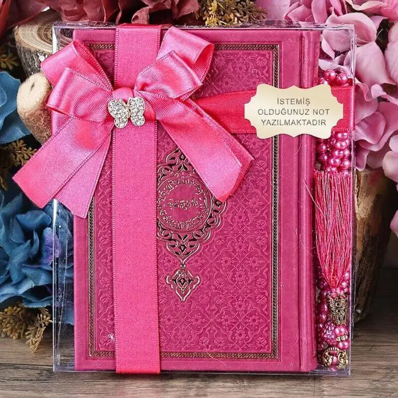 Thermo Holy Quran (Bag Size), Pearl Rose Tesbih Set - Fuchsia