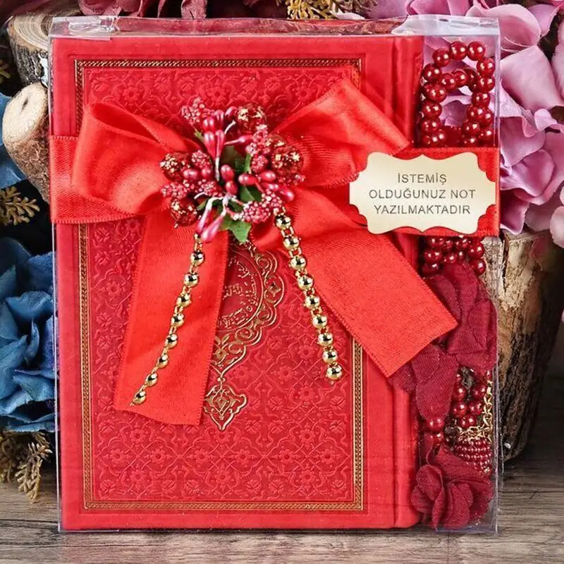 Thermo Holy Quran (Bag Size), Pearl Rose Tesbih Set - Red