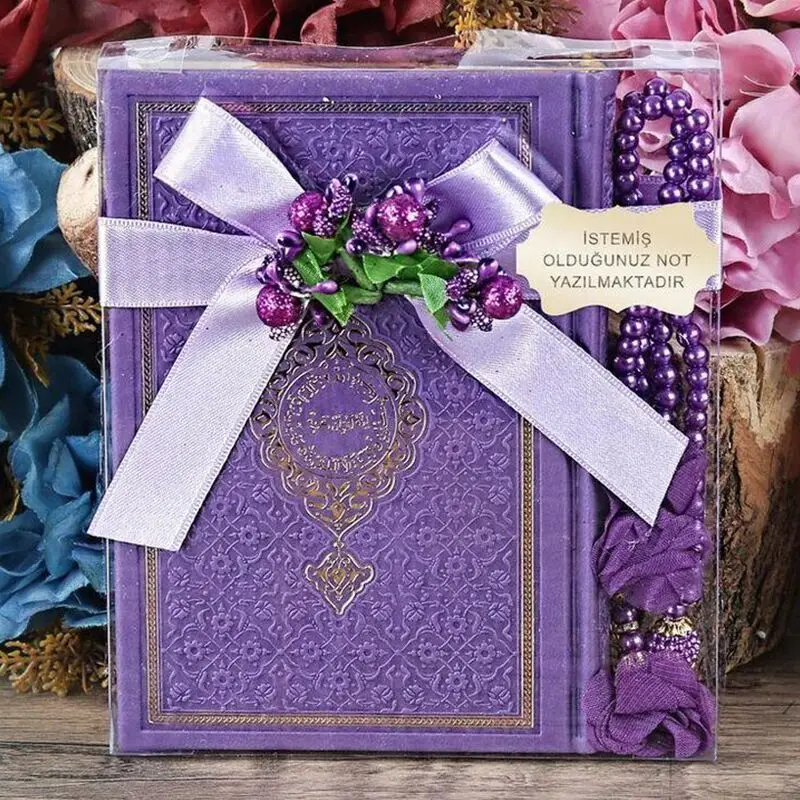Thermo Holy Quran (Bag Size), Pearl Rose Tesbih Set - Purple
