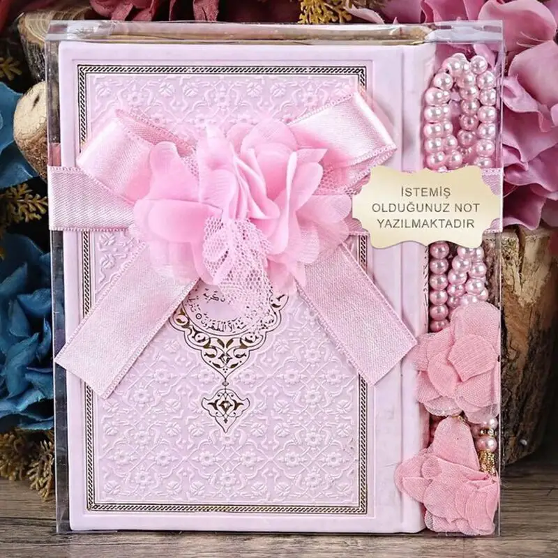 Thermo Holy Quran (Bag Size), Pearl Rose Tesbih Set - Pink