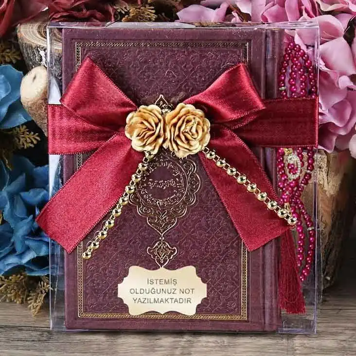 Thermo Holy Quran (Bag Size), Pearl Rose Tesbih Set - Burgundy