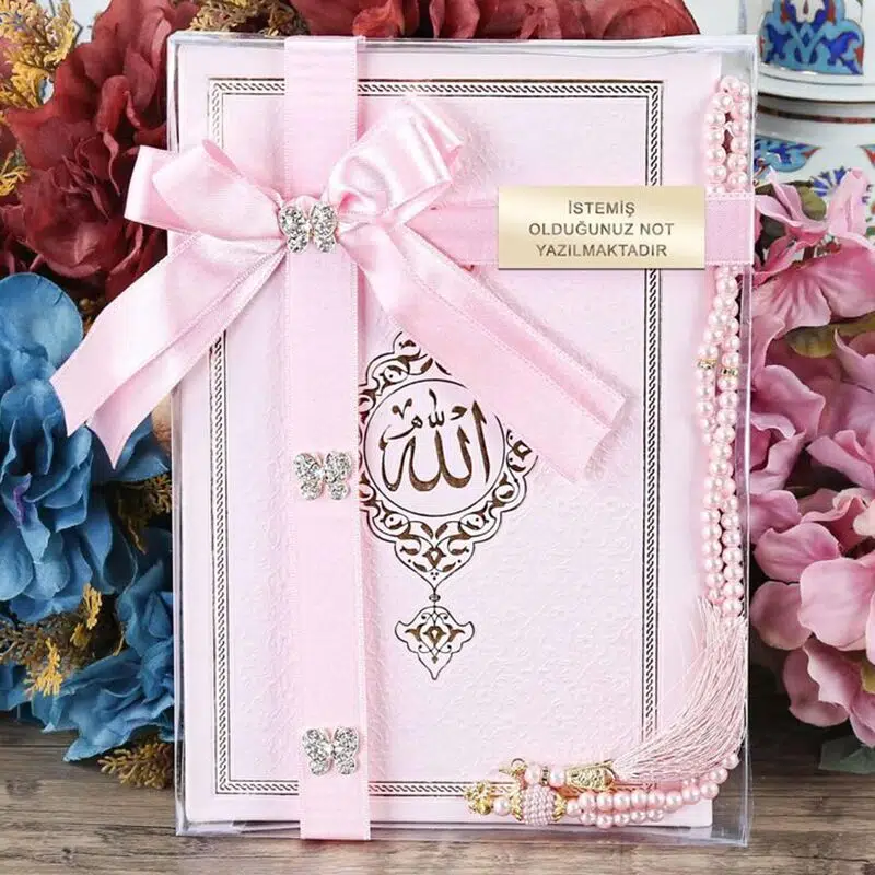 Termo Yasin Kitabı, İnci Tesbihli Hediye Seti-Pembe