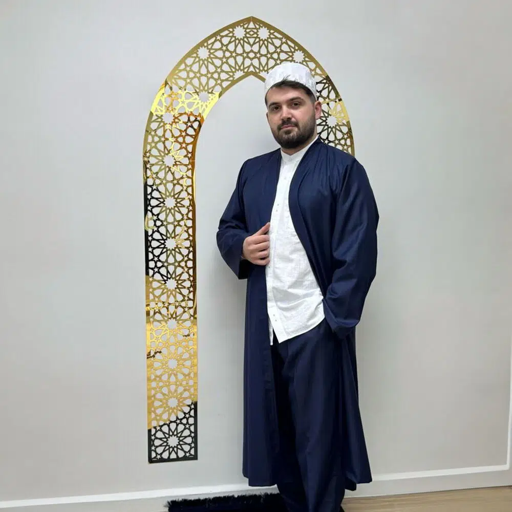 Yunus Emre Robe Salvar Set - Navy Blue